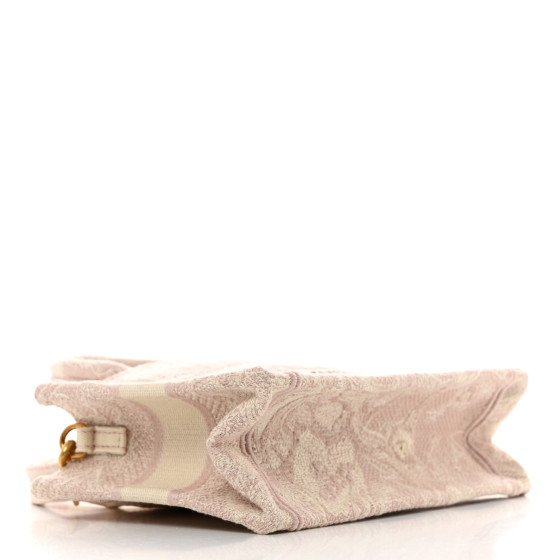 Christian Dior Canvas Embroidered Mini Toile De Jouy Book Tote With Strap Rose Multicolor