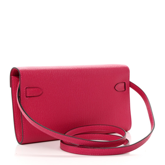 HERMES Chevre Mysore Kelly Wallet To Go Rose Mexico