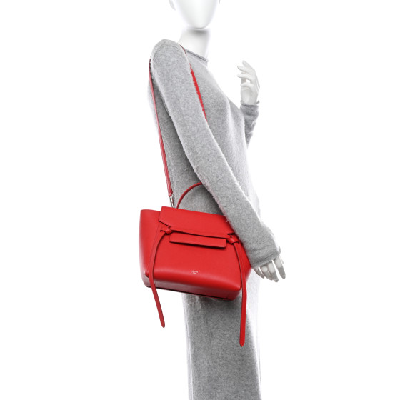 CELINE Baby Grained Calfskin Micro Belt Bag Poppy