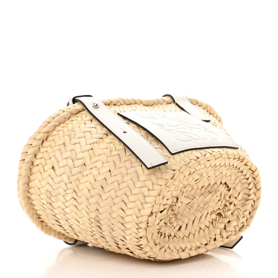 LOEWE Raffia Small Basket Tote Bag Natural White