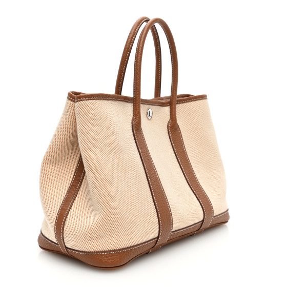 HERMES Toile Negonda Garden Party 30 TPM Ecru Orange Gold