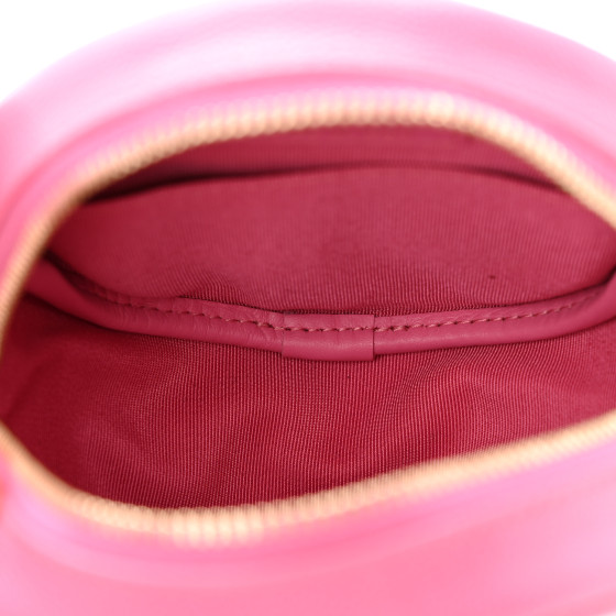 Caviar Quilted Round Clutch With Chain Pink