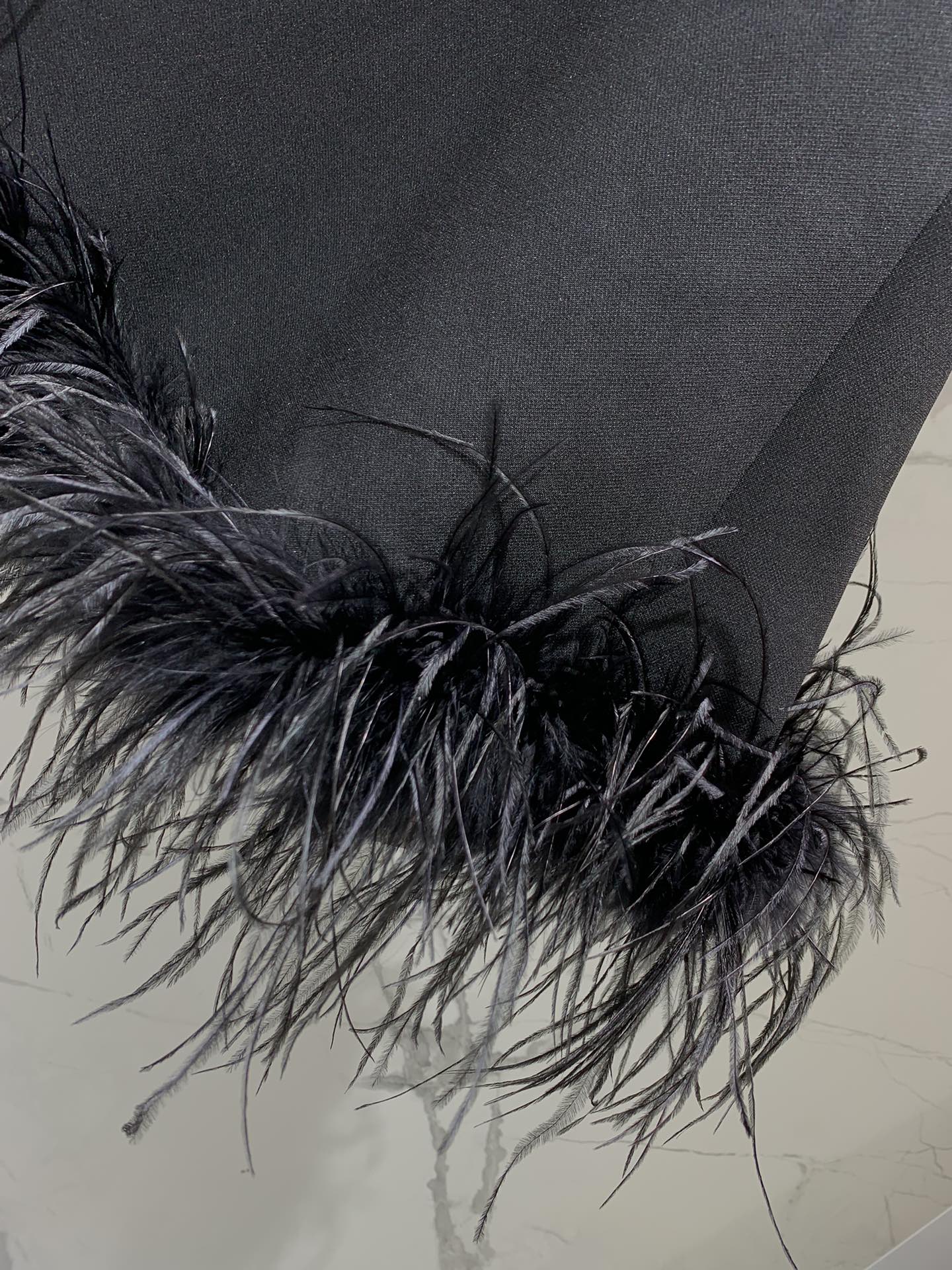 Warren 2024 autumn and winter new bow ๐ ostrich feather dress