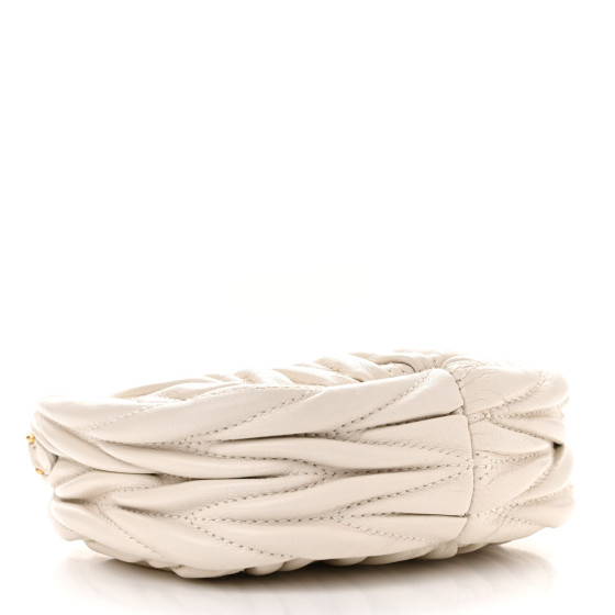 Miu Miu Nappa Matelasse Micro Wander Hobo White