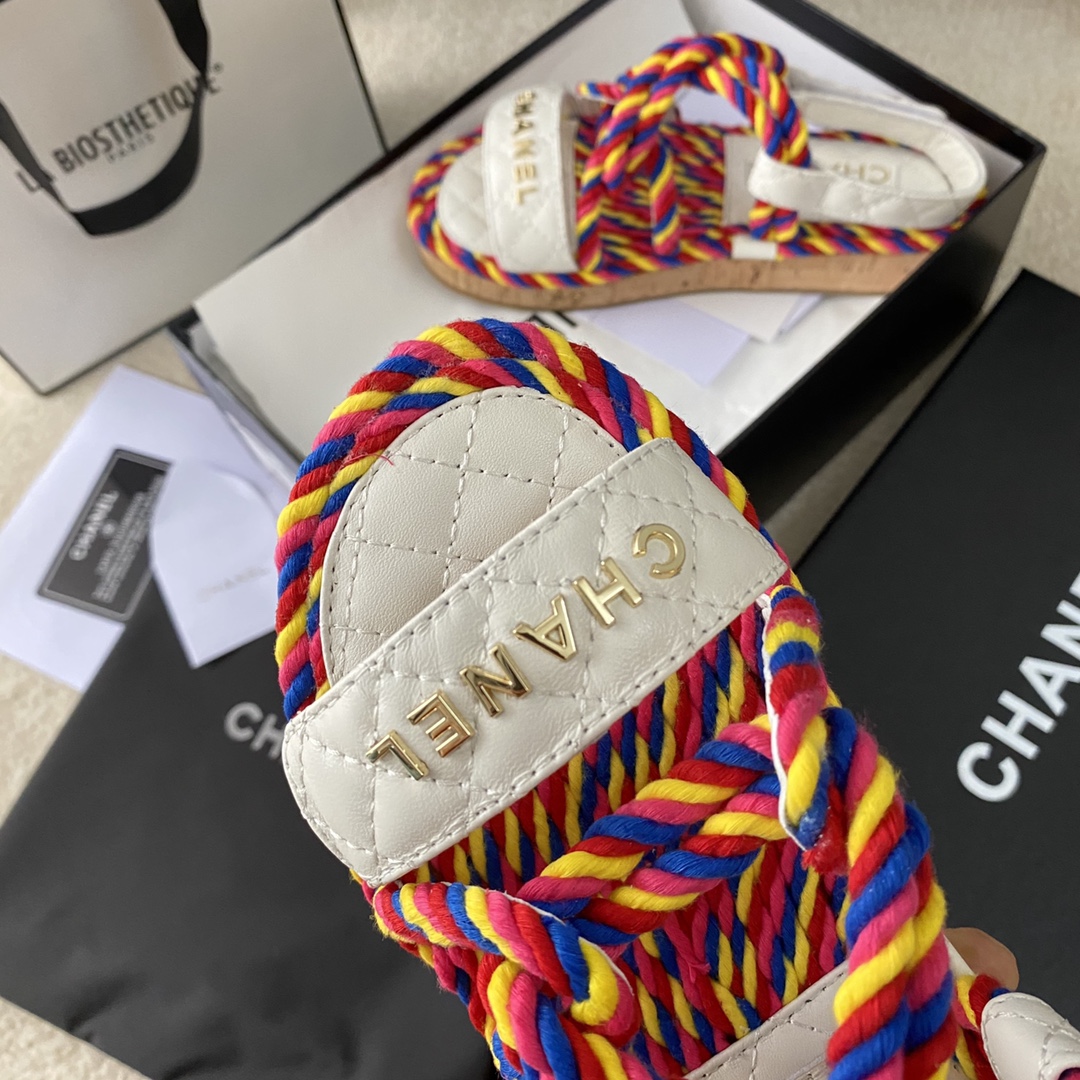Chanel braided rope sandals