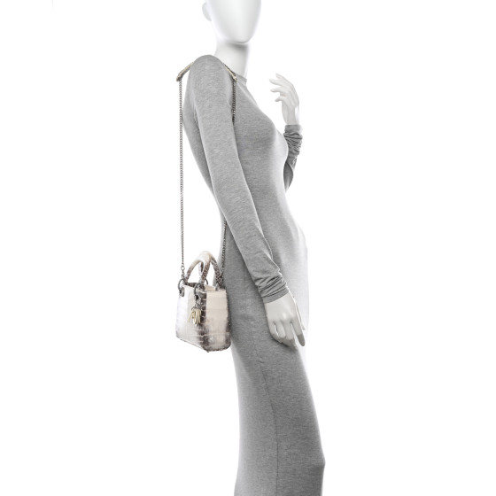 Christian Dior Niloticus Crocodile Himalaya Mini Lady Dior White