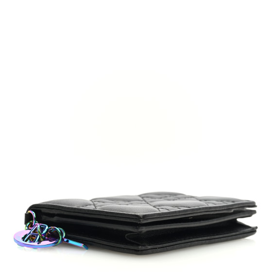 Christian Dior Lambskin Cannage Small Lady Dior Flap Card Holder Black