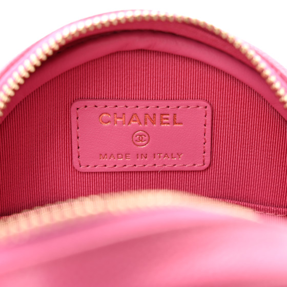 Caviar Quilted Round Clutch With Chain Pink