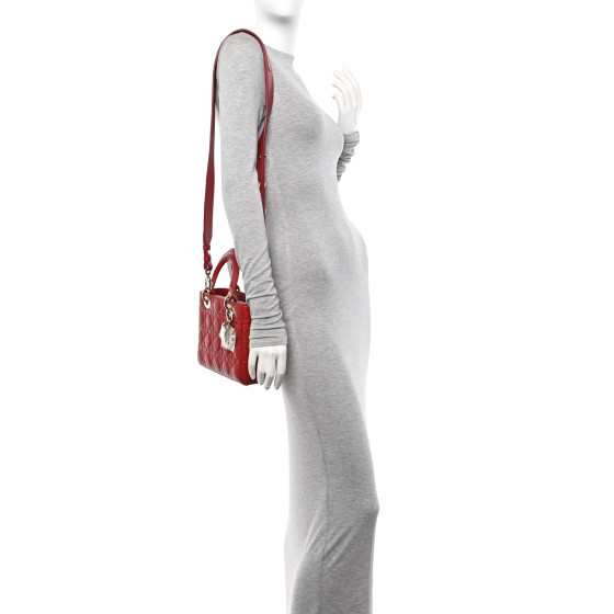 Christian Dior Lambskin Cannage Small Lucky Badges My Lady Dior Red