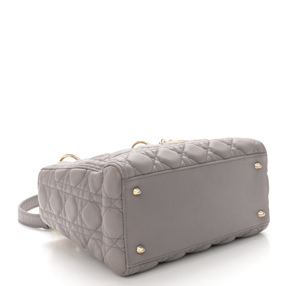 Christian Dior Lambskin Cannage Medium Lady Dior Grey