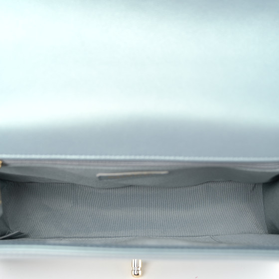 Chanel Iridescent Glazed Calfskin Quilted New Medium Boy Flap Light Blue