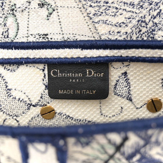 Christian Dior Canvas Embroidered Around the World Saddle Bag Blue