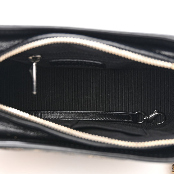 Chanel Metallic Crumpled Goatskin Quilted Small Gabrielle Hobo Black Gold