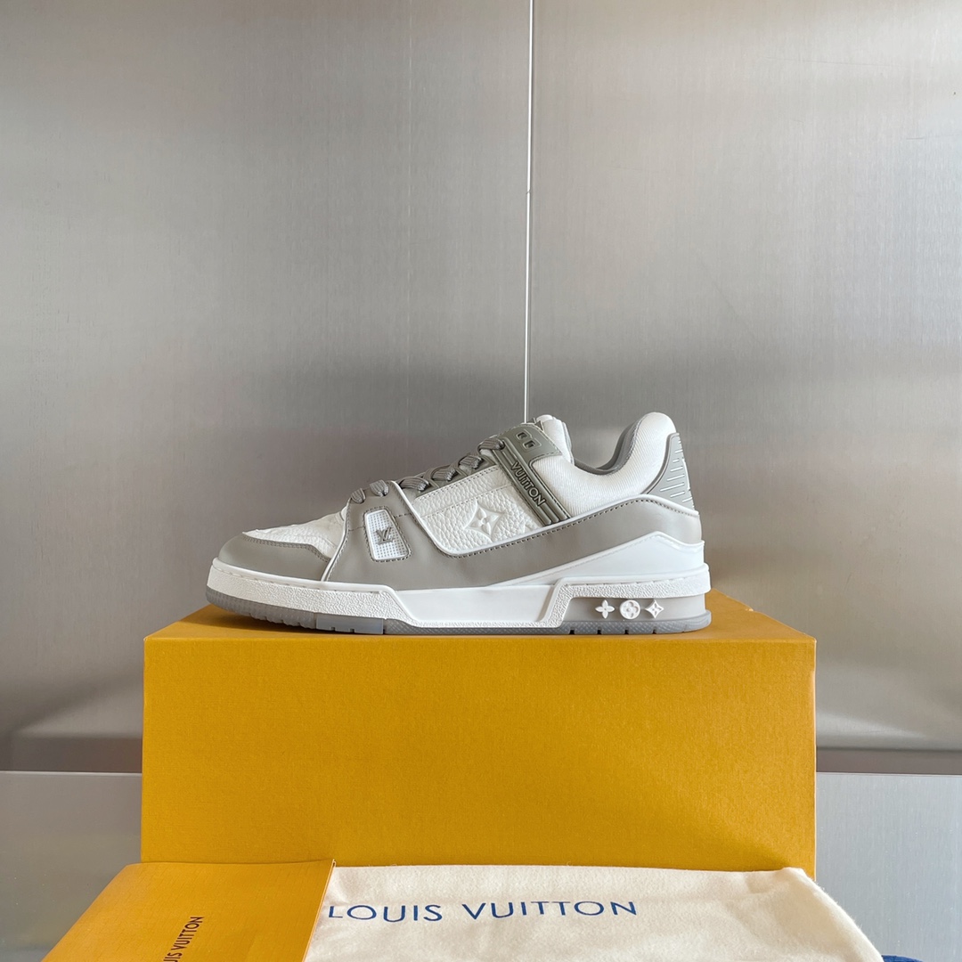 Louis Vuitton White and Grey Sneakers Skateboard Shoes