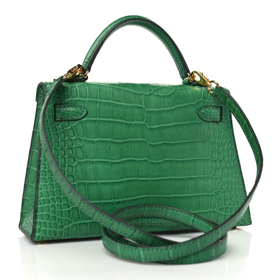 HERMES Matte Alligator Mini Kelly Sellier 20 Vert Cactus