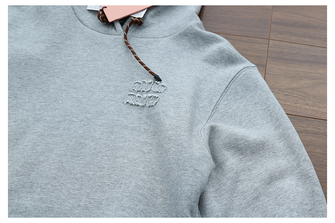 Autumn letter embroidered short hooded sweatshirt