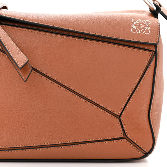 LOEWE Grained Calfskin Small Puzzle Bag Tan