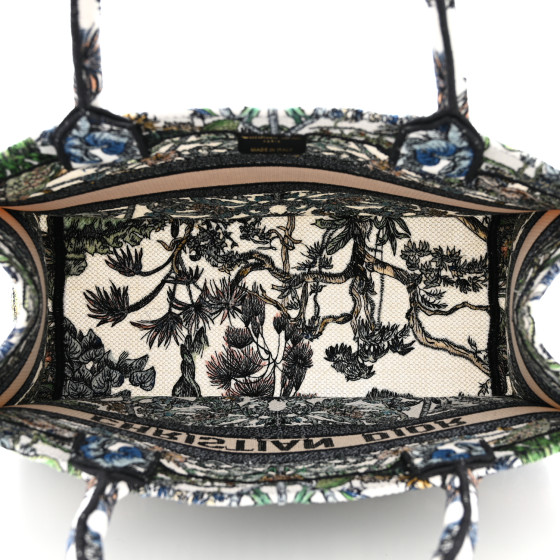 Christian Dior Canvas Embroidered Medium Etoile de Voyage Book Tote White Multicolor