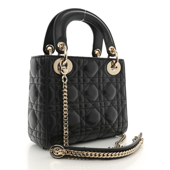 Christian Dior Lambskin Cannage Mini Lady Dior Black