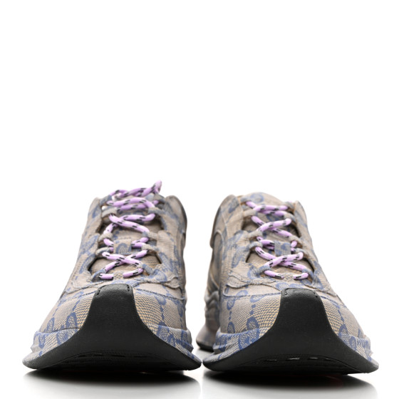 Gucci Ultralight Plume Calfskin Monogram Printed Mens Gucci Run Sneakers Beige Blue