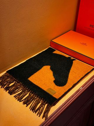 Hermès scarf contrast jacquard woven orange