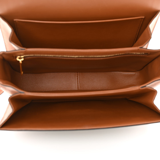 CELINE Textile Natural Calfskin Medium Triomphe Bag Green