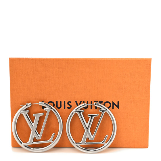 Louis Vuitton Palladium Louise Hoop Earrings Silver