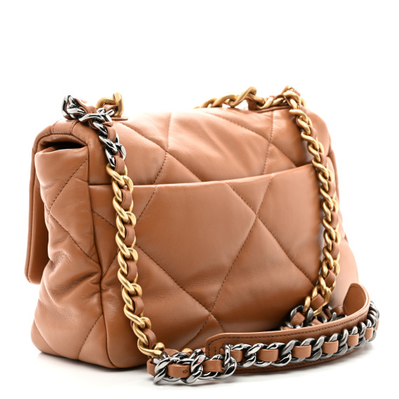 Chanel Lambskin Quilted Medium Chanel 19 Flap Brown