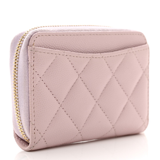 Caviar Quilted Zip Coin Purse Light Pink