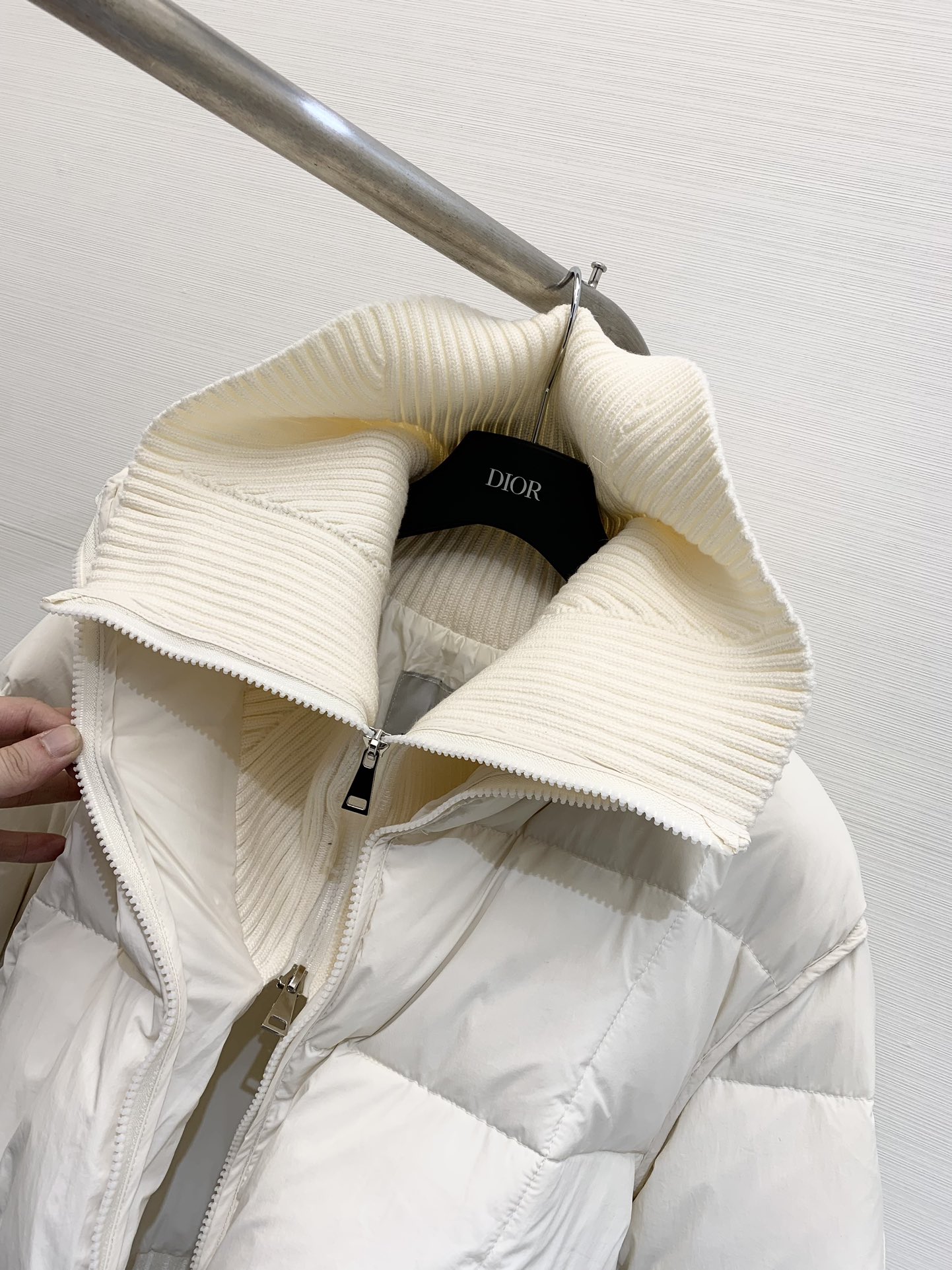 024 Autumn and winter latest style knitted patchwork large lapel jacket down coat