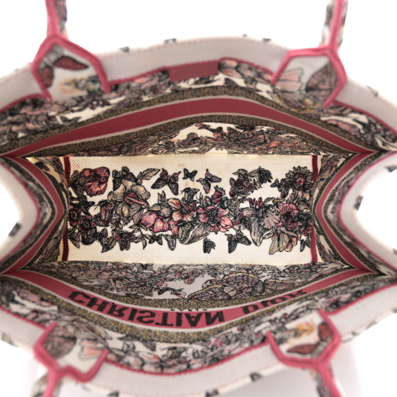 Christian Dior Canvas Embroidered Medium Butterfly Print Book Tote Multicolor