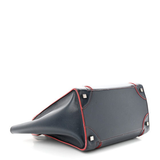 CELINE Satin Debossed Calfskin Mini Luggage Navy Blue