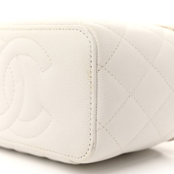 Caviar Quilted Sweetheart Vanity Case White