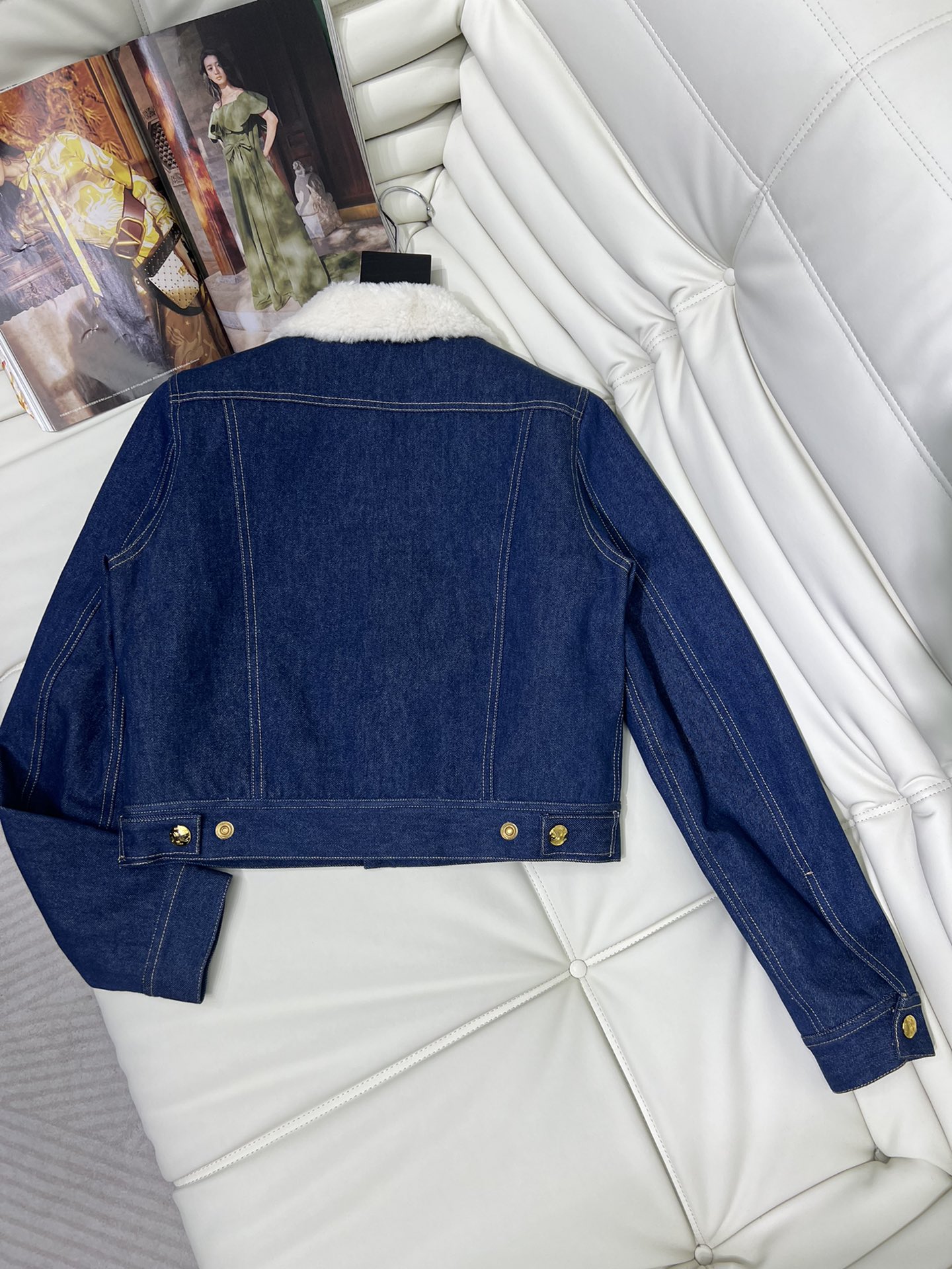 【Celine】Fluffy denim jacket and skirt set