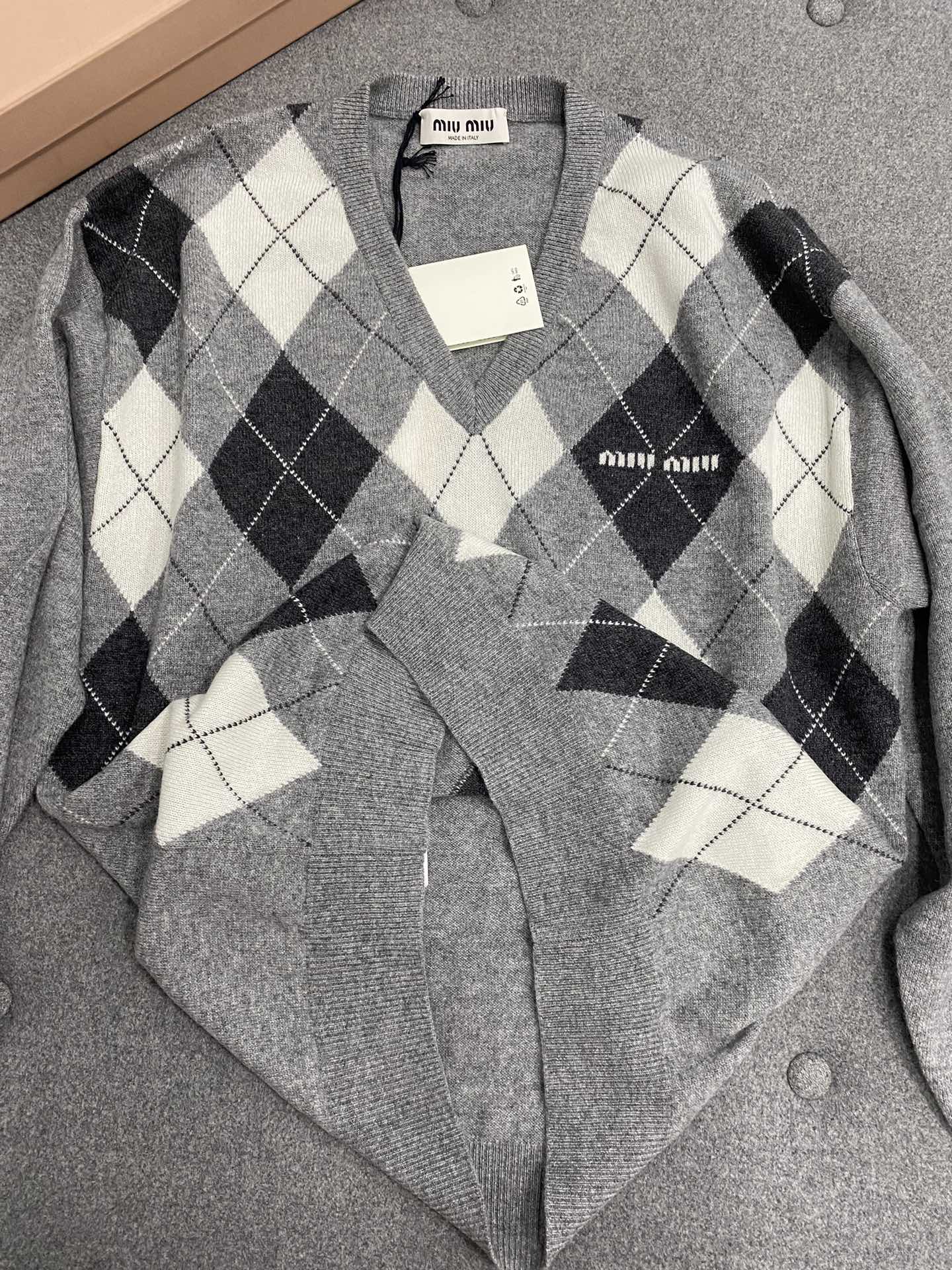 Miu Miu Women's Diamond Check Cashmere Sweater