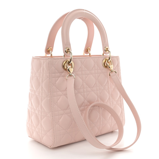 Christian Dior Lambskin Cannage Medium Lady Dior Light Pink