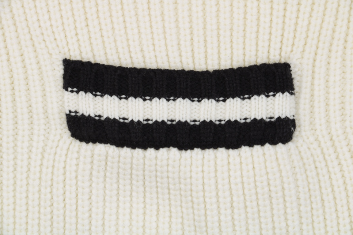 Letter black striped cashmere cardigan jacket
