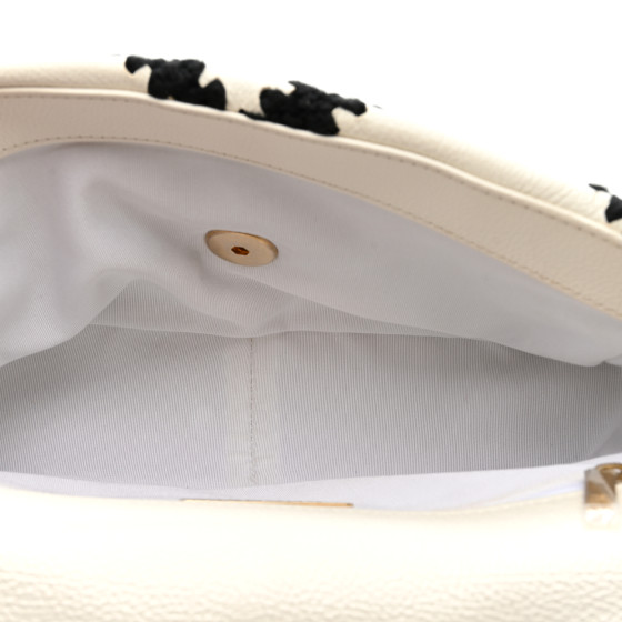 Calfskin Crochet Medium Chanel 19 Flap White Black