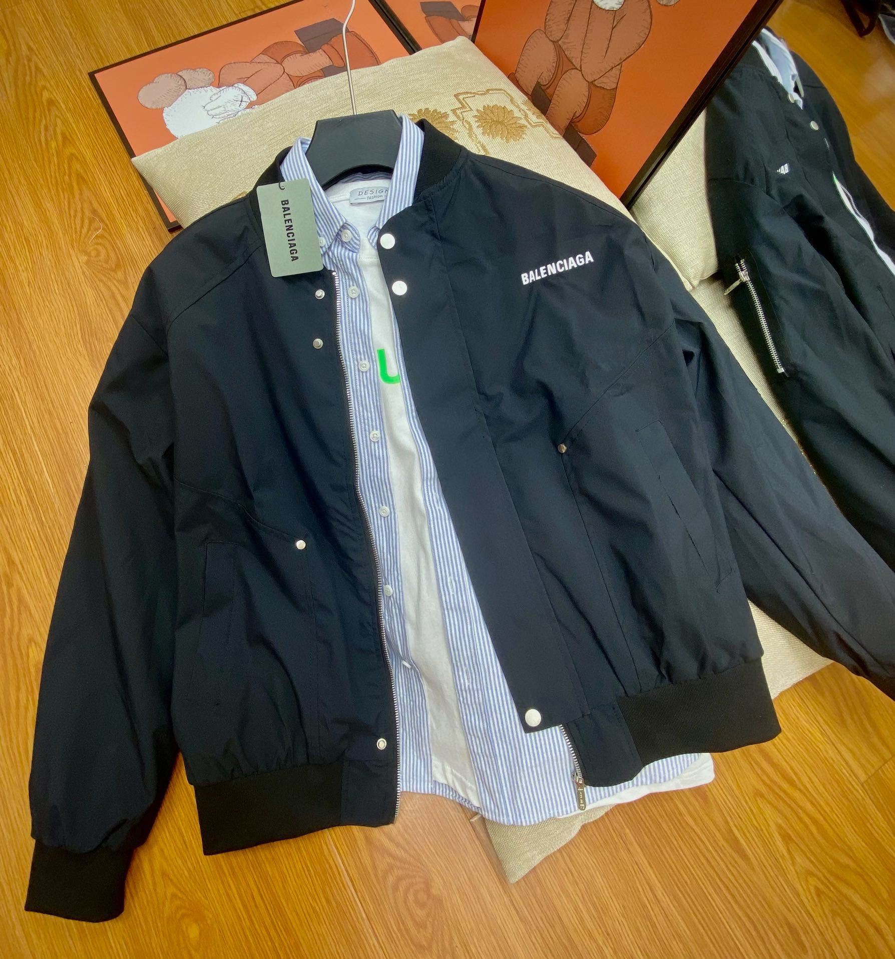 Balenciaga 2024 autumn new INS Hong Kong style couple loose pilot jacket coat