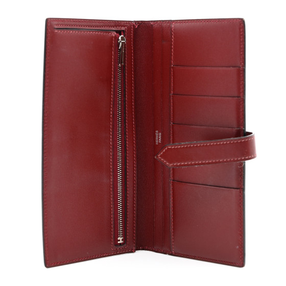 HERMES Box Bearn Gusset Wallet Rouge H
