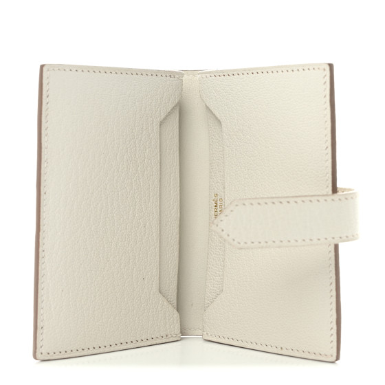 HERMES Chevre Mysore Bearn Card Holder Wallet Mushroom