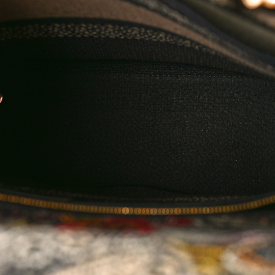 Christian Dior Canvas Embroidered Floral Medium Lady D-Lite Beige Black Multicolor