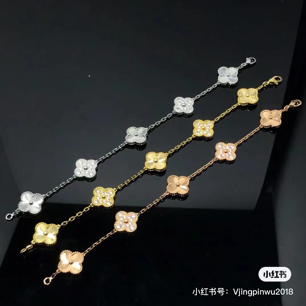 Van Cleef & Arpels five-flower laser gold bracelet ??18k gold electroplating process