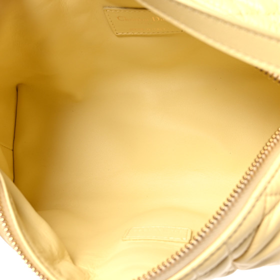 Christian Dior Calfskin Macrocannage Medium Diortravel Nomad Pouch Pale Yellow