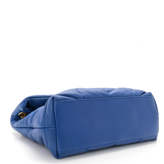 Saint Laurent Lambskin Quilted Small Loulou Puffer Monogram Chain Satchel Majorele Blue