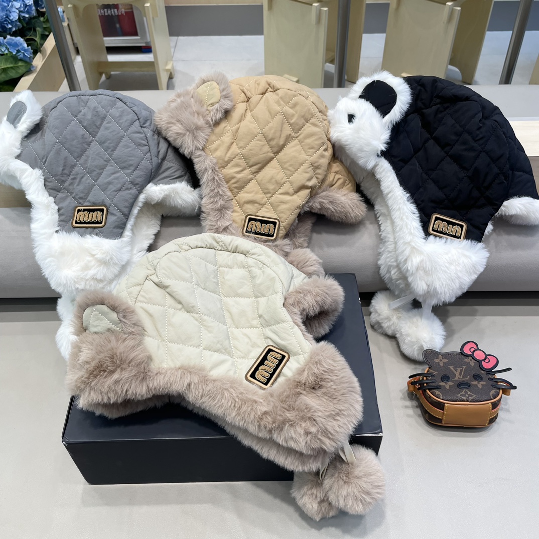 Miu Miu cute bear plush hat