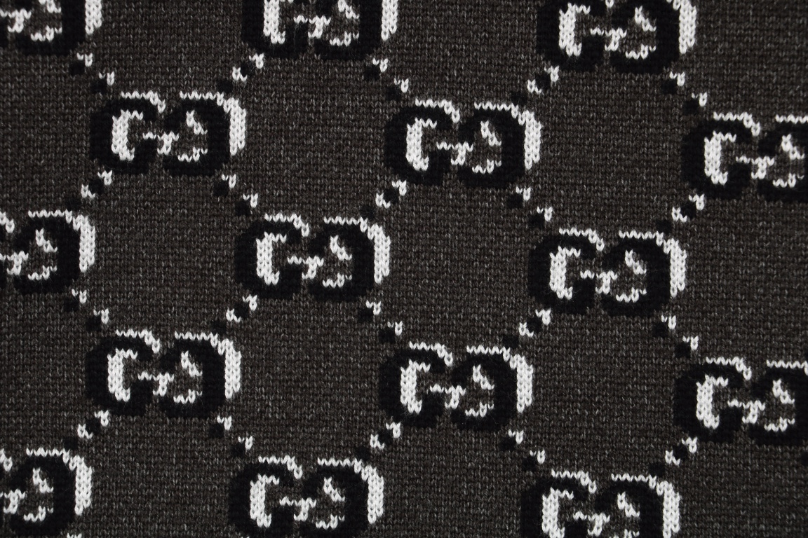 Gucci 24Fw black and white double G jacquard crew neck sweater