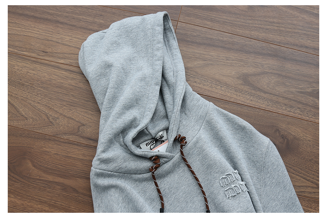 Autumn letter embroidered short hooded sweatshirt