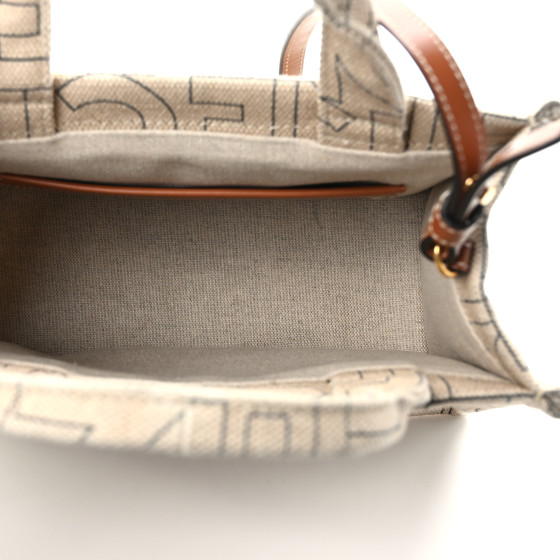 CELINE Canvas Calfskin All Over Print Small Cabas Thais Natural Tan