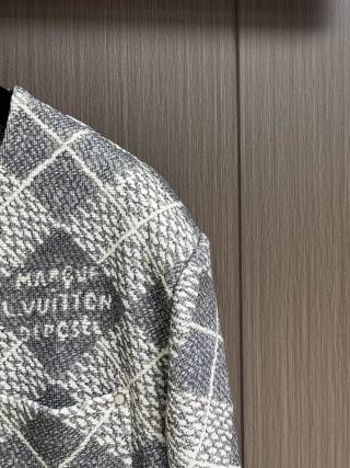 Louis Vuitton check lettering crew neck jacket argyle pattern